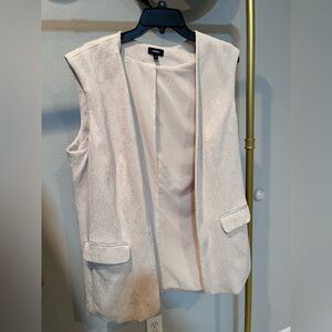 Express Cream Sleeveless Textured Blazer Vest
